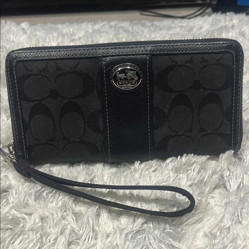 Coach Black Signature Wristlet Wallet